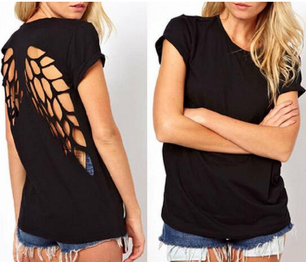 Women Tee Angel Wings Printing Fashion Loose Tops&T-shirt