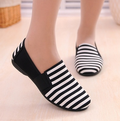 Women's Fashion Casual Striped Canvas Shoes Loafers
