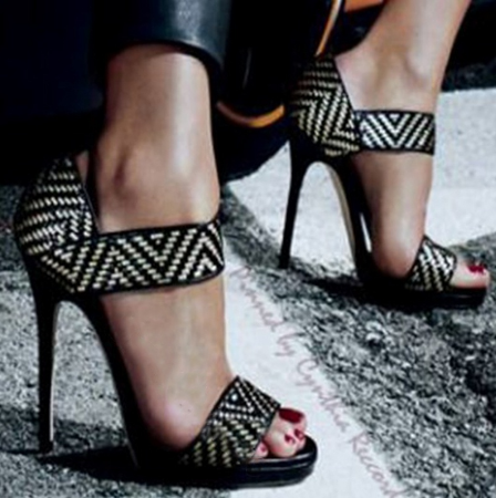 Shop Clearance Items Online Women's Fashion Stiletto 10cm High Heel Sandals Sexy Hollow Out Pump Shoes Patchwork Printed Casual Shoes