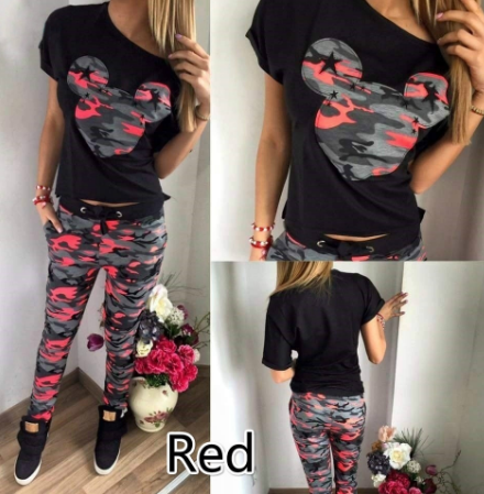 Fashion Two-piece Printed Camouflage Splicing Women Jumpsuit