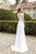 Elegant deep v neck slit white applique chiffon prom dresses full sleeve summer wedding party gown