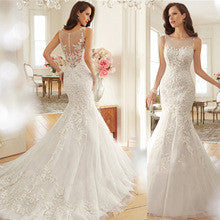 Fashion Vintage Lace Mermaid Wedding Dress Train Vestidos Sexy Plus Size Wedding Gown Bridal Dress Casamento Free Shipping