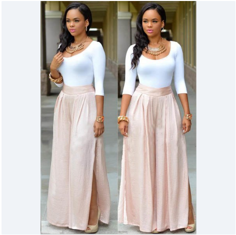 Casual Two-piece Suit Sleeve O-neck White T-shirt High Waist Loose Long Pants
