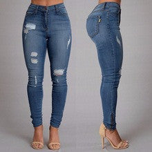 New style autumn fashion jeans Full Length Mid-waist Pencil Pants Zipper Fly skinny causal style