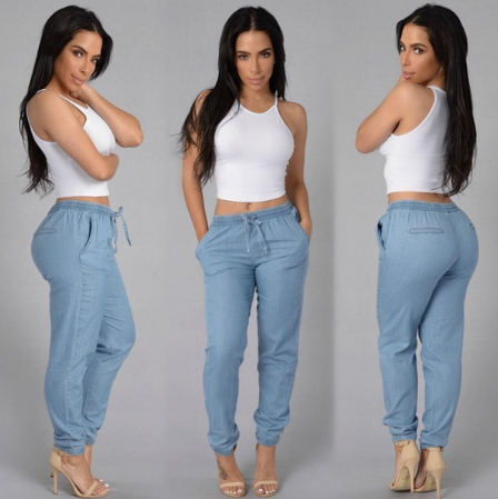 Womens Elastic Waist Casual Pants