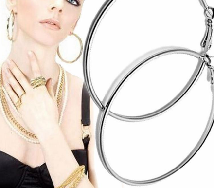Free Just Pay Shipping -Beautiful Hoop Earrings Alloy Big Smooth Big Ears Clear Circle Round Charm Earrings For Women