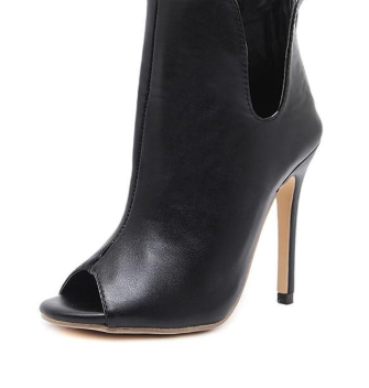 Gladiator V Mouth Women Pumps Zipper Fashion Black Sexy  Peep Toe Cover Heel Pumps