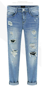 Ladies Cotton Denim Boyfriend Ripped Pencil Skinny Jeans