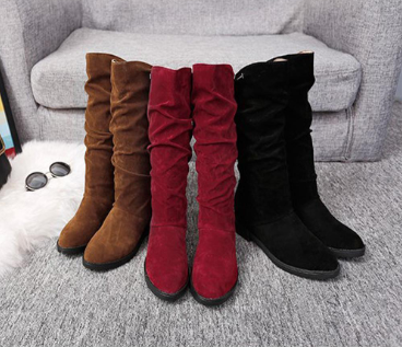 Women Autumn Winter Stylish Flat Flock Boots