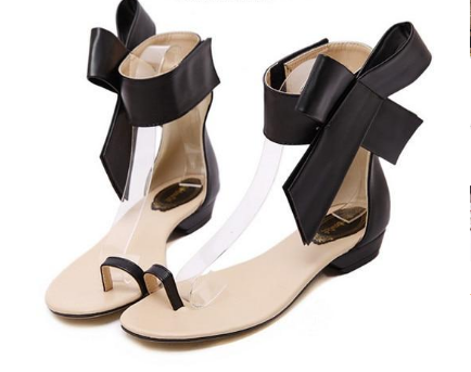 Women Fashion Retro Bowtie Flat Sandals