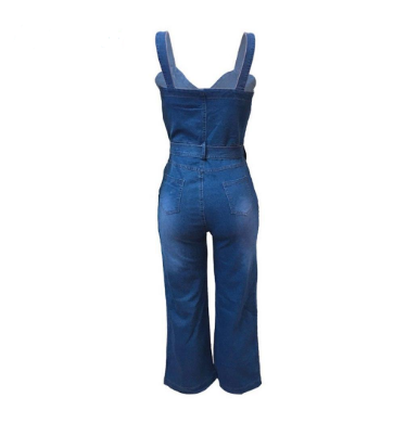 Women Jean Denim Romper Casual Long Wide Leg Jumpsuits