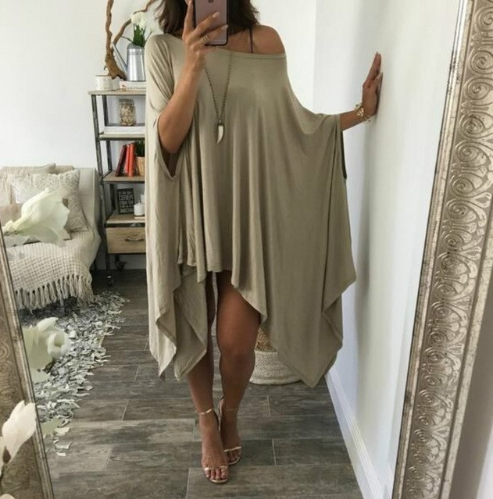 Irregular Stretchy Pleated Women Summer Dress Loose Party Dresses