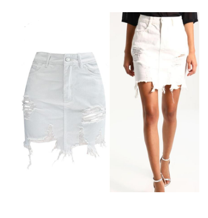 Womens Pencil Denim High Waist Ripped Jean Skirt
