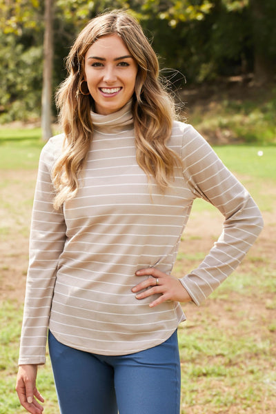 Plus Size CY Fashion Since When Full SIze Striped Long Sleeve Turtleneck Top