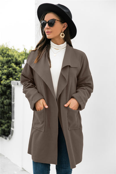 Waterfall Collar Open Front Coat