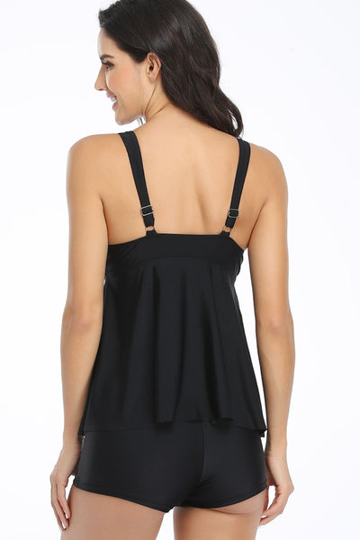 Ring Detail Strappy Neck Tankini Set
