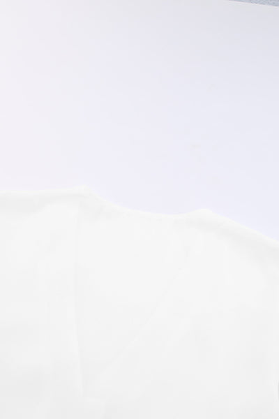 V-Neck Tie Hem Flutter Sleeve Blouse