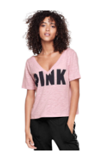 PINK Cropped Double V-Neck