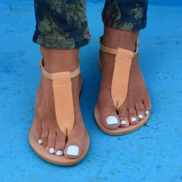Women T Strap Vintage Casual Thong Sandals