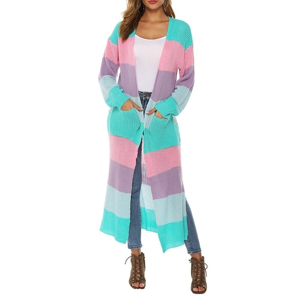 Women Autumn Split Slim Cardigan Long Sleeve Loose Cardigan Women Sweaters