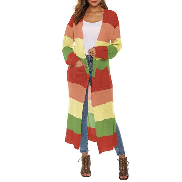 Women Autumn Split Slim Cardigan Long Sleeve Loose Cardigan Women Sweaters