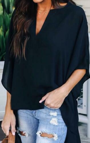 Women Elegant V-Neck Chiffon Casual Tunic Blouse