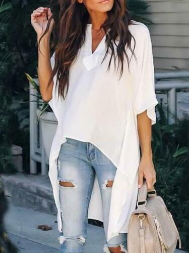 Women Elegant V-Neck Chiffon Casual Tunic Blouse