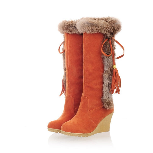 Women Comfort Slip On Knee High Snow Boots