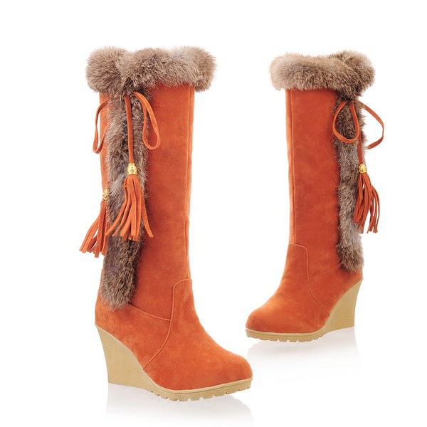 Women Comfort Slip On Knee High Snow Boots