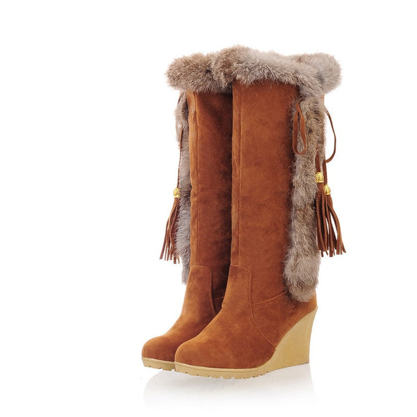 Women Comfort Slip On Knee High Snow Boots