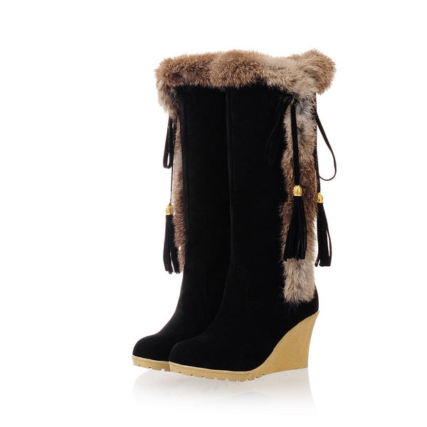 Women Comfort Slip On Knee High Snow Boots
