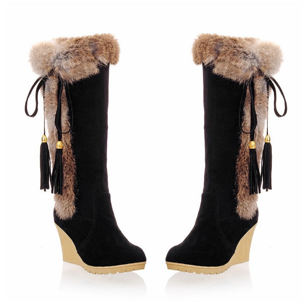 Women Comfort Slip On Knee High Snow Boots