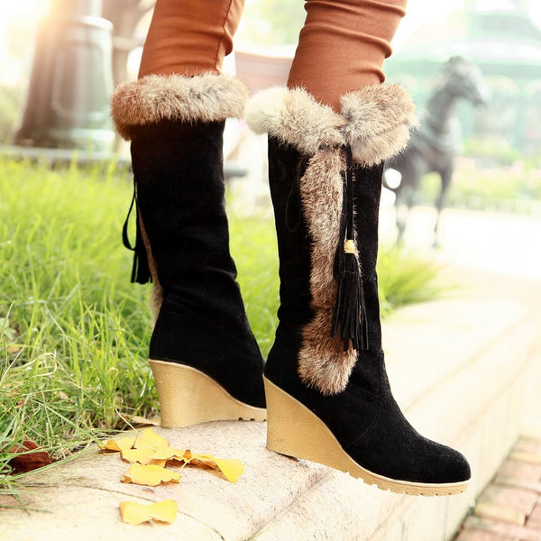 Women Comfort Slip On Knee High Snow Boots
