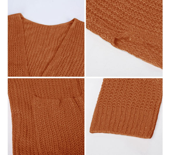 Women Autumn Split Slim Cardigan Long Sleeve Loose Cardigan Women Sweaters