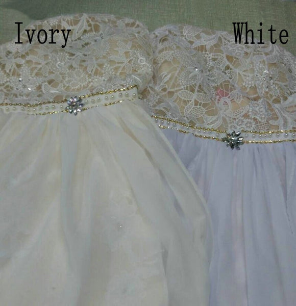 Romantic Ivory Lace Vestido de Noiva Beaded Sexy Backless High Low Beach Vintage Wedding Dress Chiffon 2017 Robe de Mariage