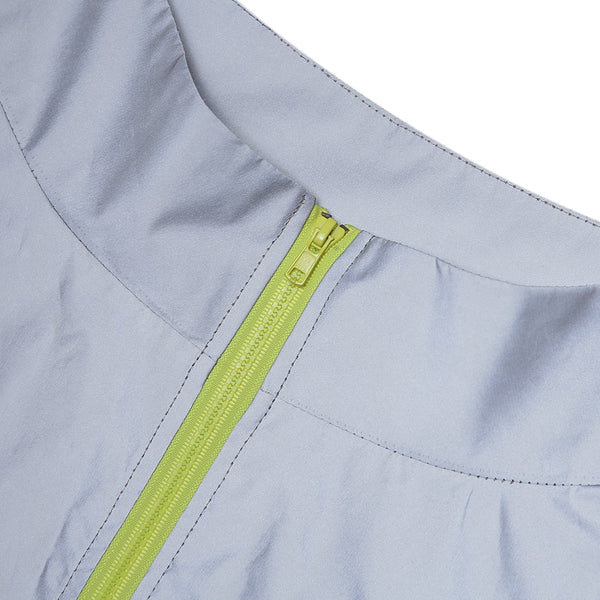 Night Light Women Sleeveless Street Wear Casual Reflective Crop Top & Shorts Zipper Vest & Short 2 Piece Set