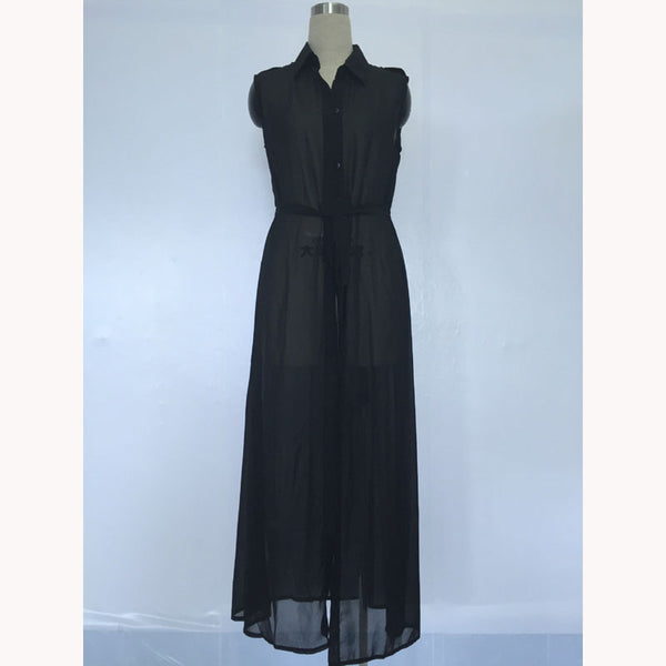 Fashion Sleeveless Casual Trench Chiffon Robe Duster