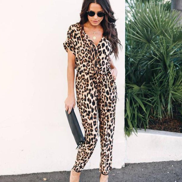 Ladies Fashion Leopard Jumpsuit
