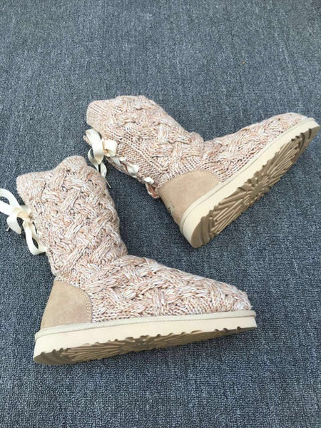 Women's Knitted Wool High Flat Boots