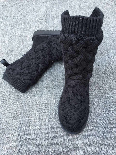 Women's Knitted Wool High Flat Boots