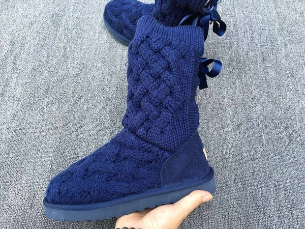 Women's Knitted Wool High Flat Boots