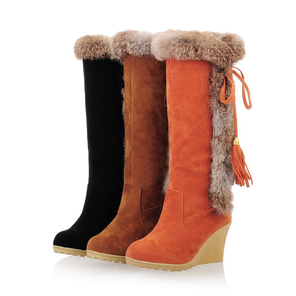Women Comfort Slip On Knee High Snow Boots
