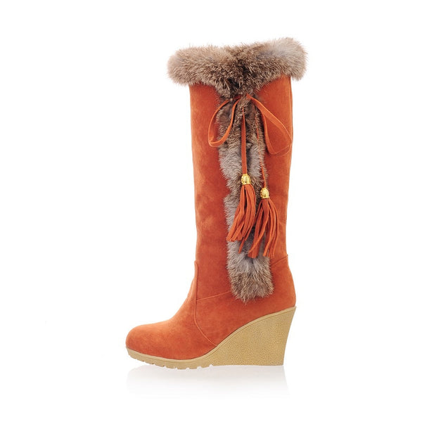 Women Comfort Slip On Knee High Snow Boots