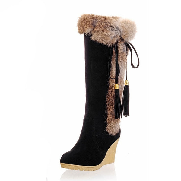 Women Comfort Slip On Knee High Snow Boots