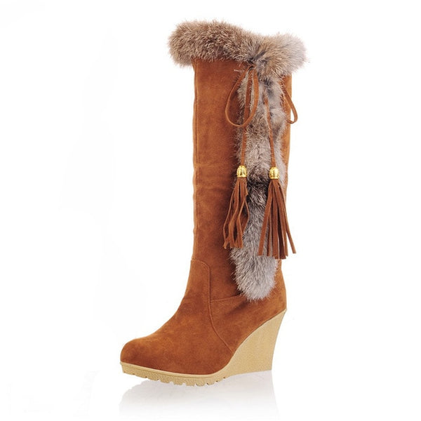 Women Comfort Slip On Knee High Snow Boots