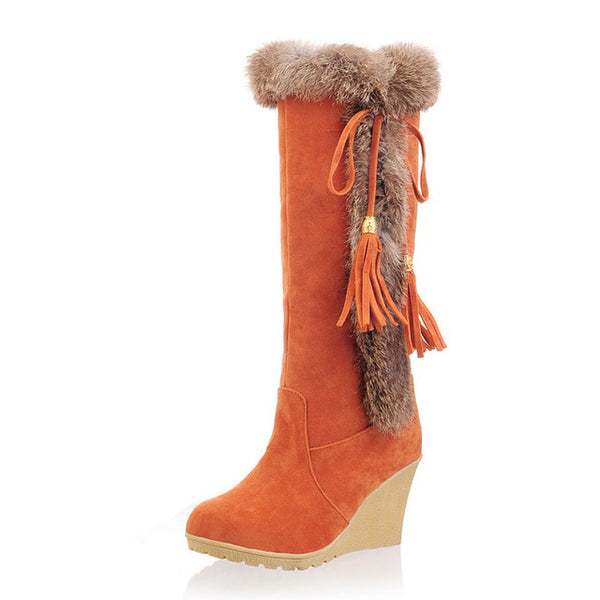 Women Comfort Slip On Knee High Snow Boots