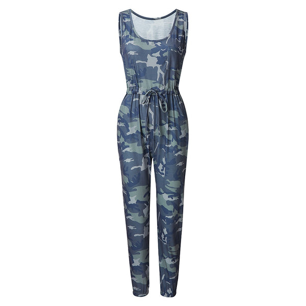 Women's Sleeveless Camouflage Bohemian Romper Jumpsuit
