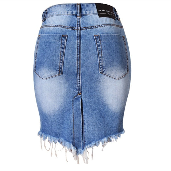 Casual Mini Denim Split High Waist Short Jean Sexy Pencil Skirt