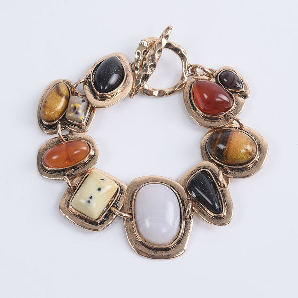 Women Bohemian Metal Hollow Stone Bracelets