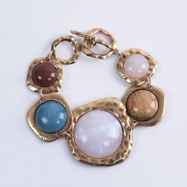 Women Bohemian Metal Hollow Stone Bracelets